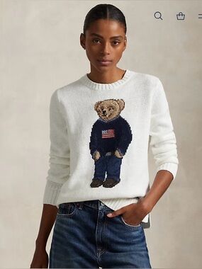 Polo Bear Linen-Cotton Crewneck Sweater size XS
